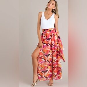 Fate BNWT Maxi Vibrant Multi Color Skirt Pink/Orange/Yellow